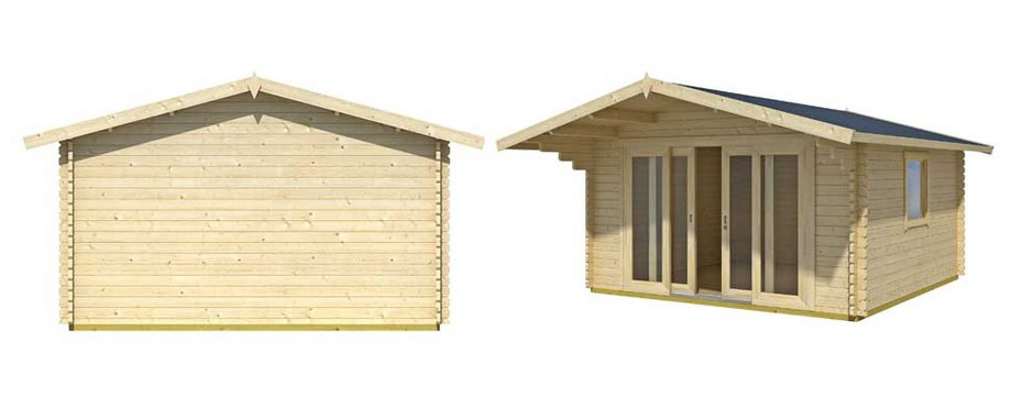 Détail des matériaux de l'abri de jardin en bois Gotland 5 H Lasita Maja en situation