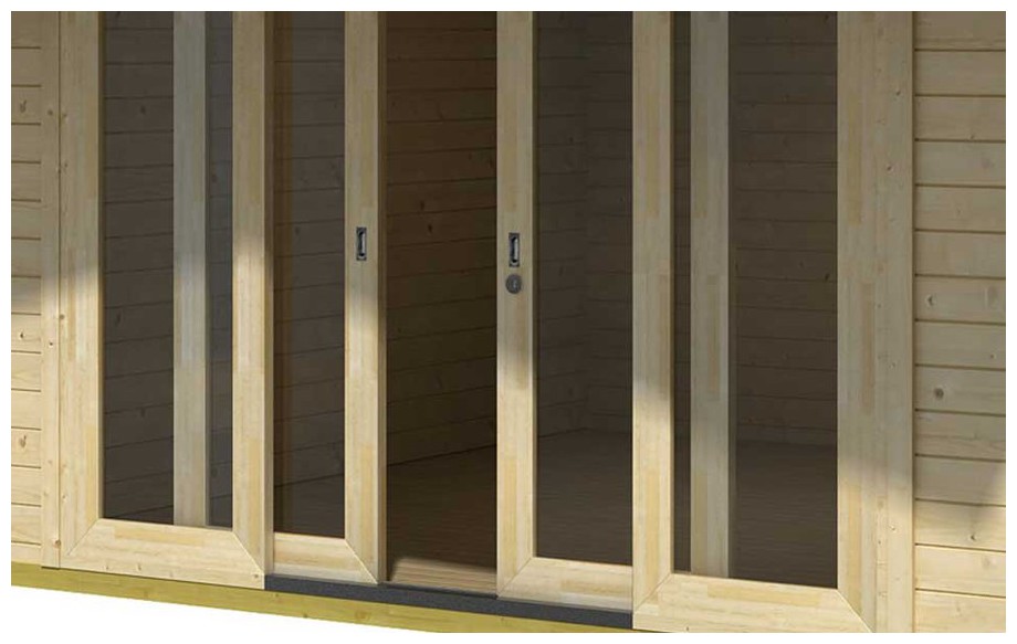 détail de la porte de l'abri de jardin en bois Gotland 5 H Lasitamaya en situation