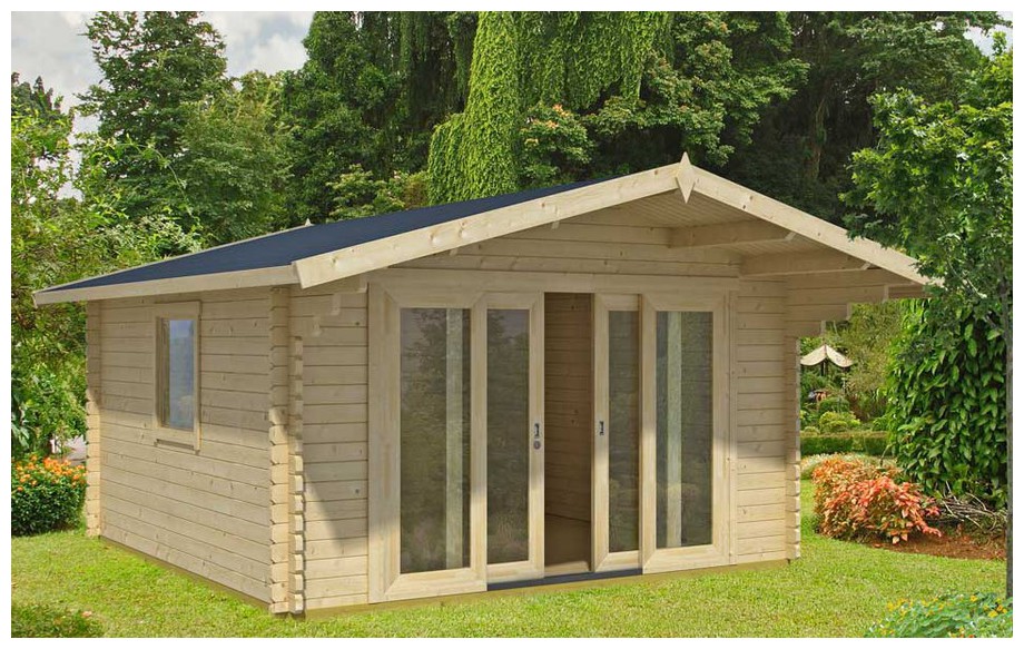 abri de jardin en bois Gotland 5 H Lasita Maja en situation