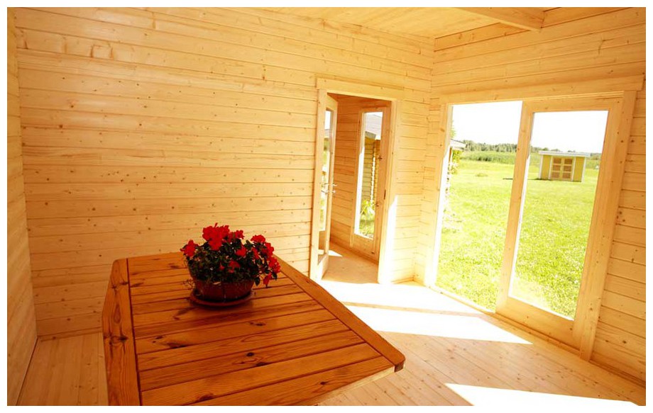détail de l'intérieur de l'abri de jardin en bois Barbados 4 Lasita Maja en situation 2