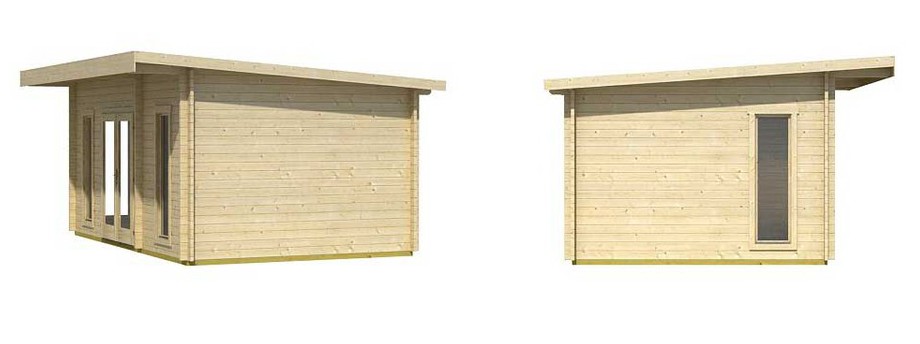 détail de la toiture de l'abri de jardin contemporain en bois Barbados 4 Lasita Maja en situation