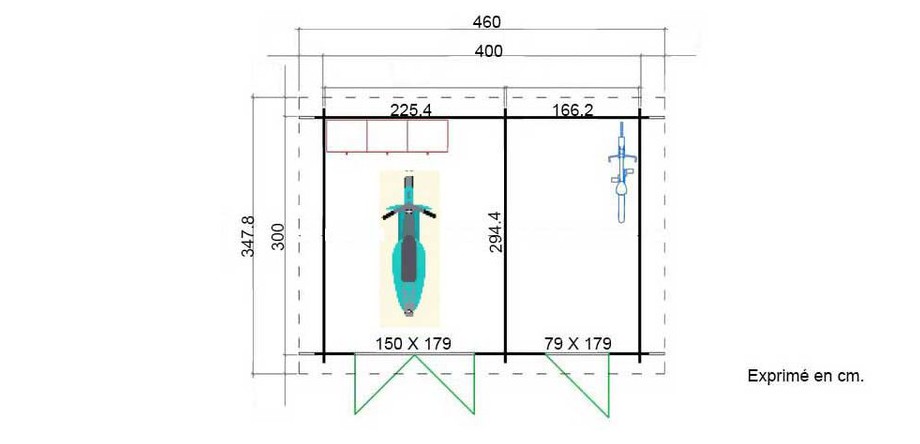 plan du garage en bois Tuvalu 2 Lasita Maja en situation