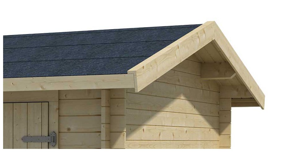 détail de la toiture du garage en bois Tuvalu 2 Lasita Maja en situation