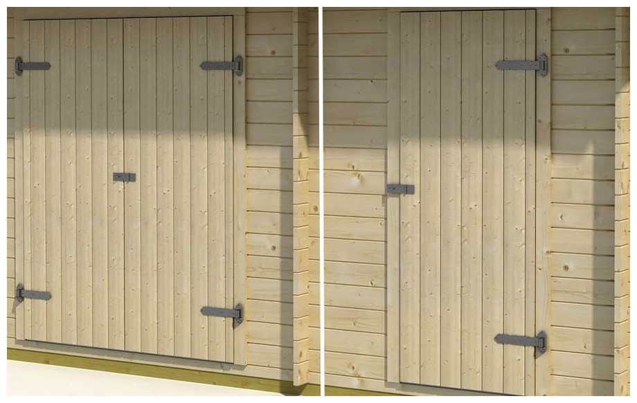 détail de la porte du garage en bois Tuvalu 2 Lasita Maja en situation