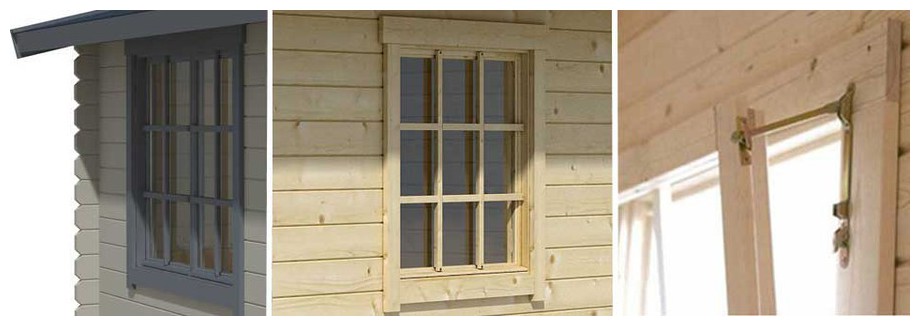 détail de la porte de l'abri de jardin en bois Cyprus 5E Lasitamaya en situation
