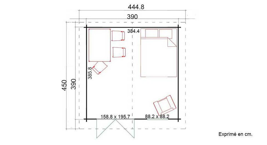 plan de l'abri de jardin en bois Cyprus 5E en situation