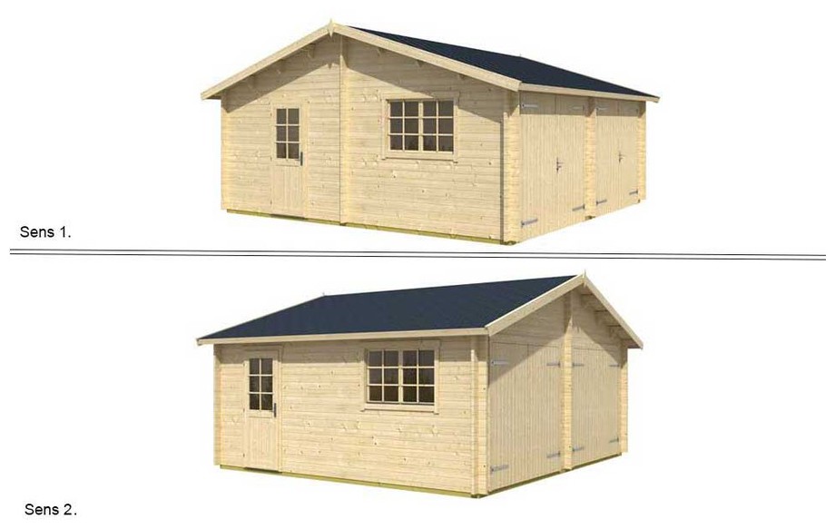 montage de la toiture réversible du garage en bois Falkland A Lasita Maja en situation