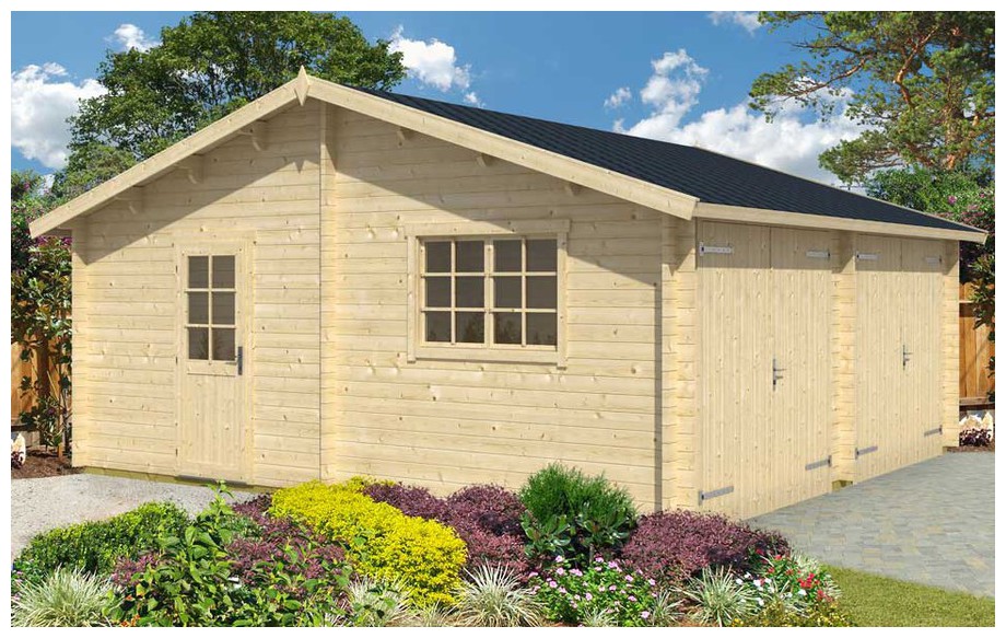 garage en bois Falkland A Lasita Maja en situation