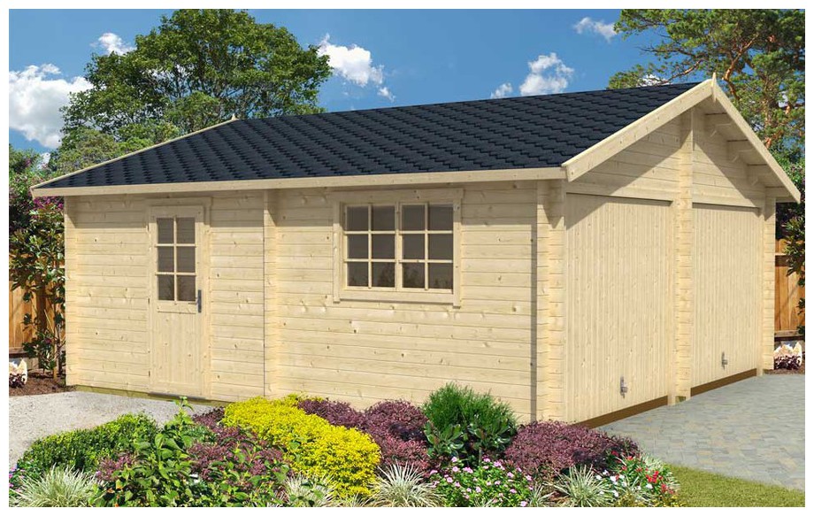garage en bois Falkland B Lasita Maja en situation