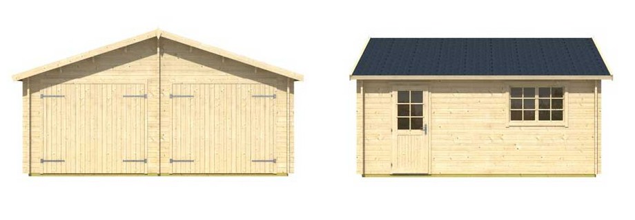 détail des matériaux du garage en bois Falkland Lasita Maja en situation