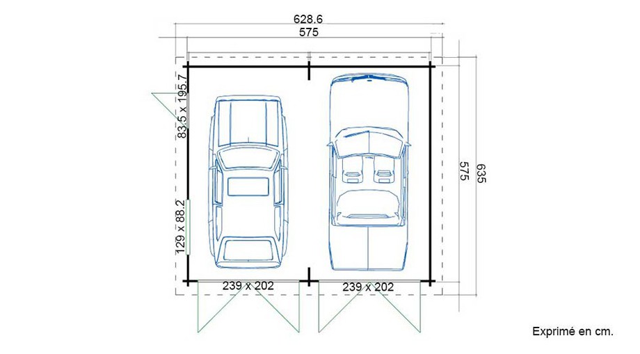 plan du garage en bois Falkland A Lasita Maja en situation