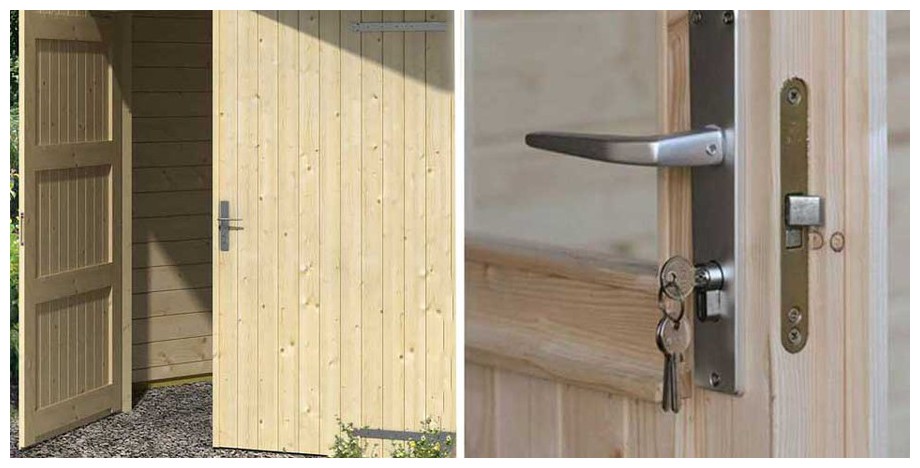 détail de la porte du garage en bois Falkland A Lasita Maja en situation