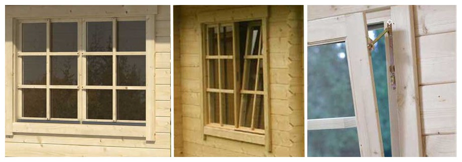 détail de la fenêtre du garage en bois Falkland Lasita Maja en situation
