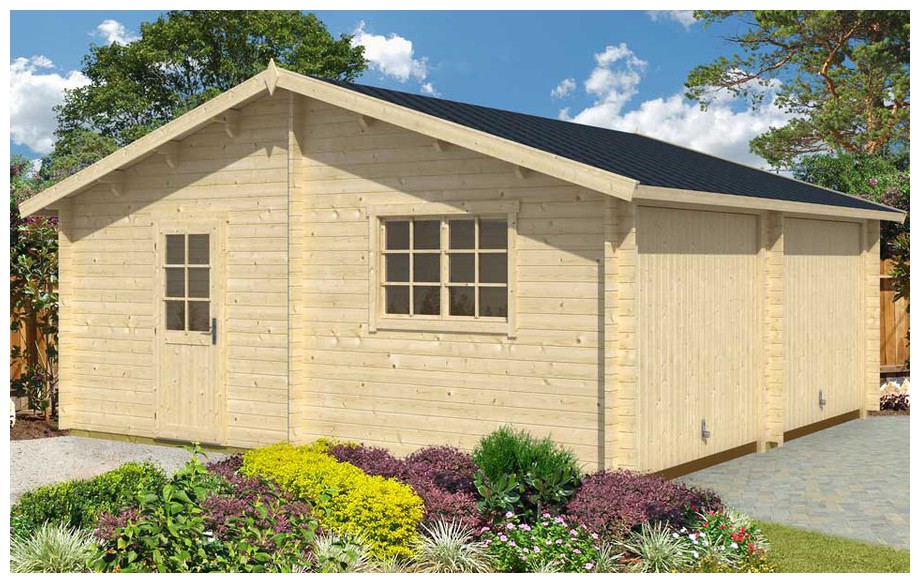 garage en bois Falkland B Lasita Maja en situation