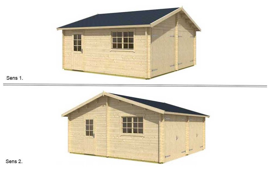 montage de la toiture réversible du garage en bois Falkland B Lasita Maja en situation