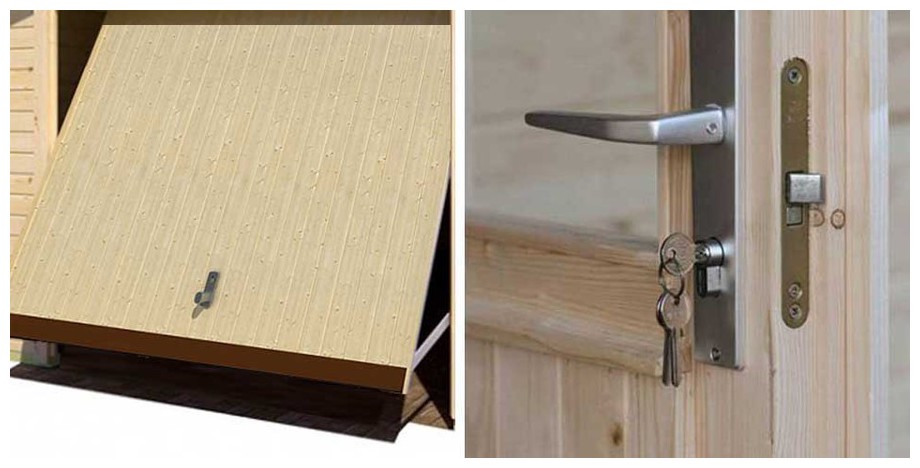 détail de la porte du garage en bois Falkland B Lasita Maja en situation