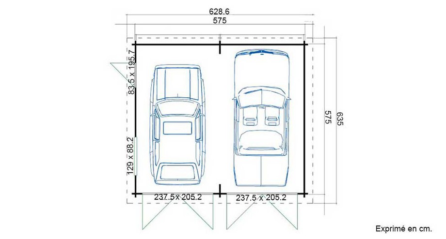 plan du garage en bois Falkland B Lasita Maja en situation
