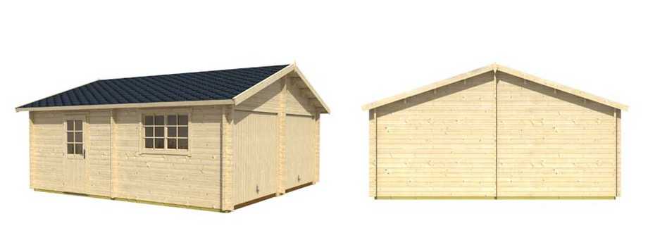 détail des matériaux du garage en bois Falkland B Lasita Maja en situation