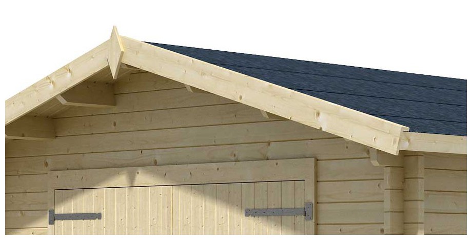 détail de la toiture du garage en bois Antigua 44 A Lasita Maja en situation