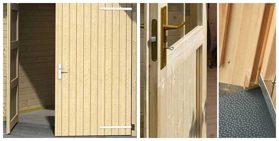 détail de la porte du garage en bois Antigua 44 A Lasita Maja en situation