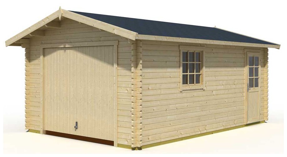détail des matériaux du garage en bois Antigua 44 B Lasita Maja en situation