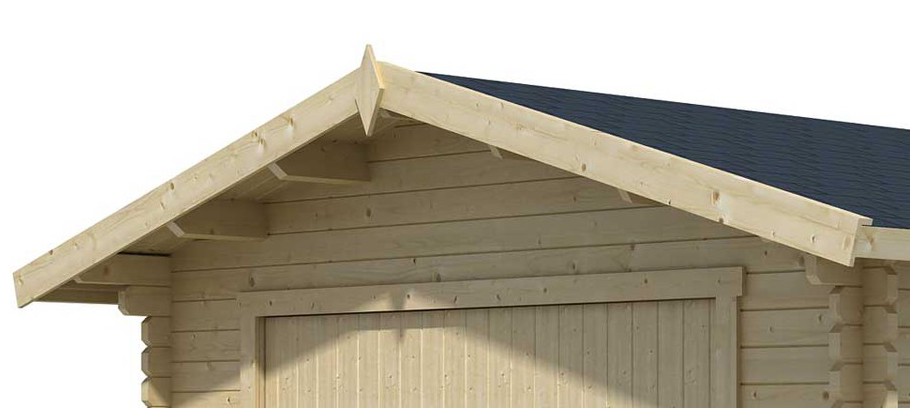 détail de la toiture du garage en bois Antigua 44 B Lasita Maja en situation