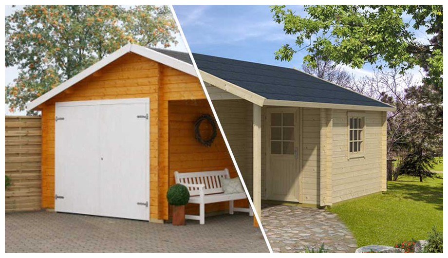 garage en boit brut et en finition peinte Nevis A Lasita Maja en situation