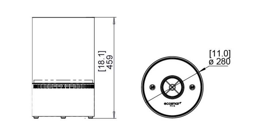 Cheminée de jardin au bio-éthanol Lighthouse 150 - - dimensions