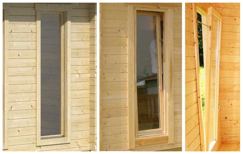 détail de la porte de l'abri de jardin contemporain en bois orkney Lasitamaya en situation