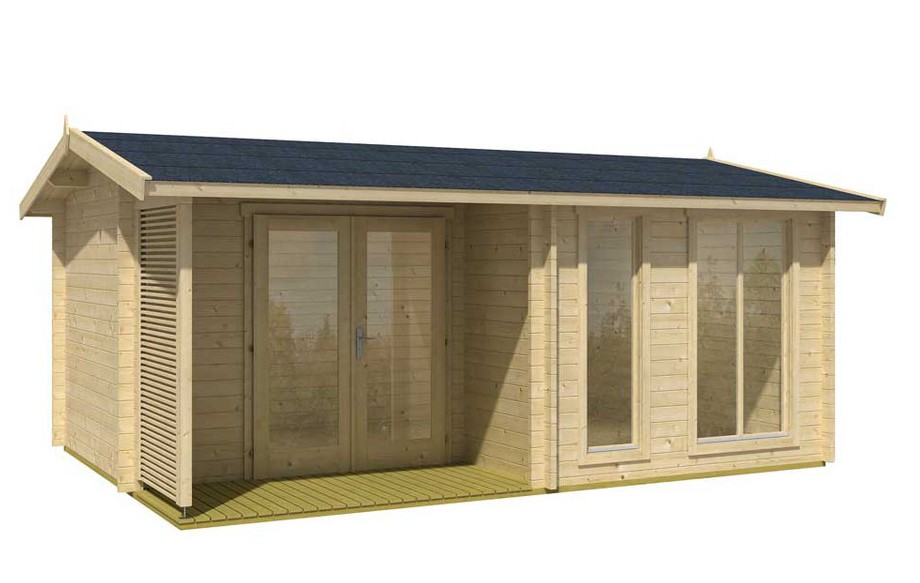 Détail des matériaux de l'abri de jardin en bois Brighton A Lasita Maja en situation