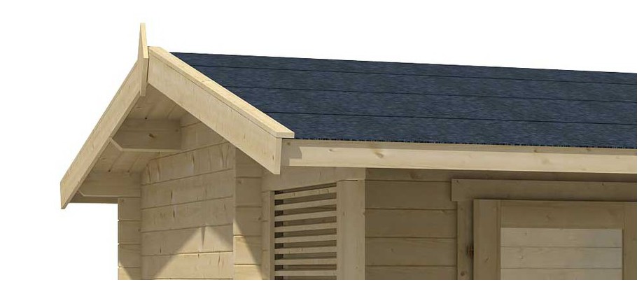 Détail de la toiture de l abri de jardin en bois Brighton Lasita Maja en situation