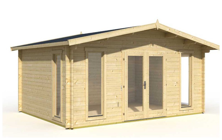 Détail des matériaux de l'abri de jardin en bois Elgin 44 Lasita Maja en situation
