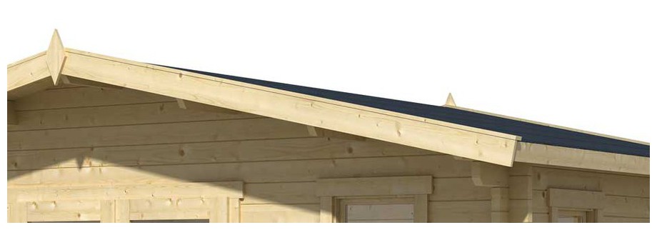 Détail de la toiture de l abri de jardin en bois Elgin 44 Lasita Maja en situation