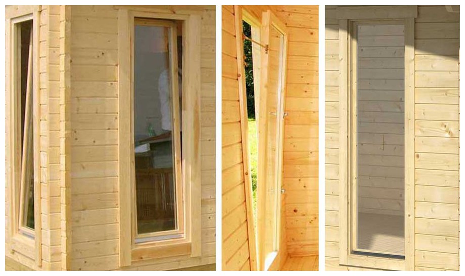 détail de la fenêtre de l'abri de jardin Elgin 44 Lasita Maja en situation