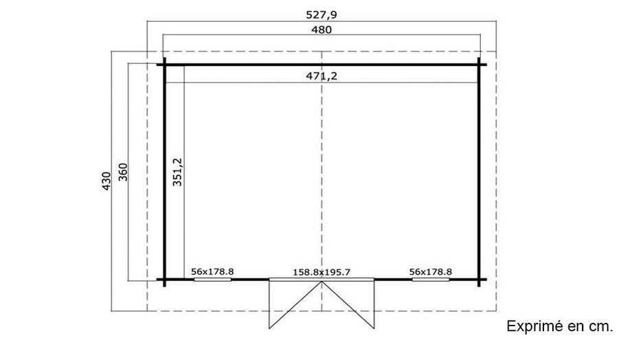 plan de l'abri de jardin en bois Elgin 44 Lasita Maja en situation