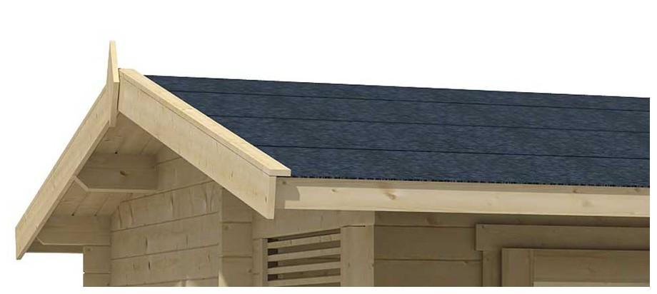 Détail de la toiture de l abri de jardin en bois Brighton B Lasita Maja en situation