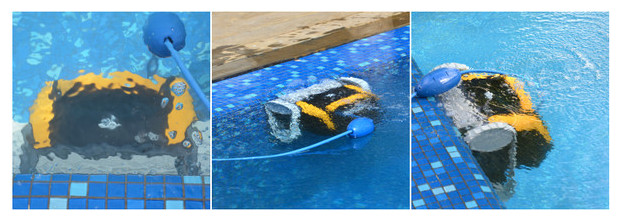 robot piscine fond paroi escalier