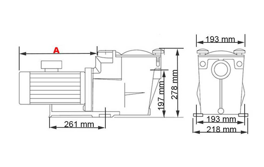 dimensions de la pompe centrifuge de piscine Superpump by Hayward
