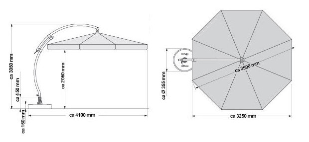 dimensions du parasol Easy Sun