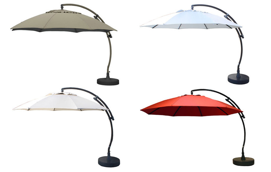 Parasol déporté en polyester terracotta XL375 avec pied coloris