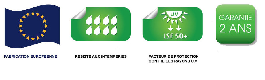 logos qualité du parasol déporté XL 375 en polyester taupe