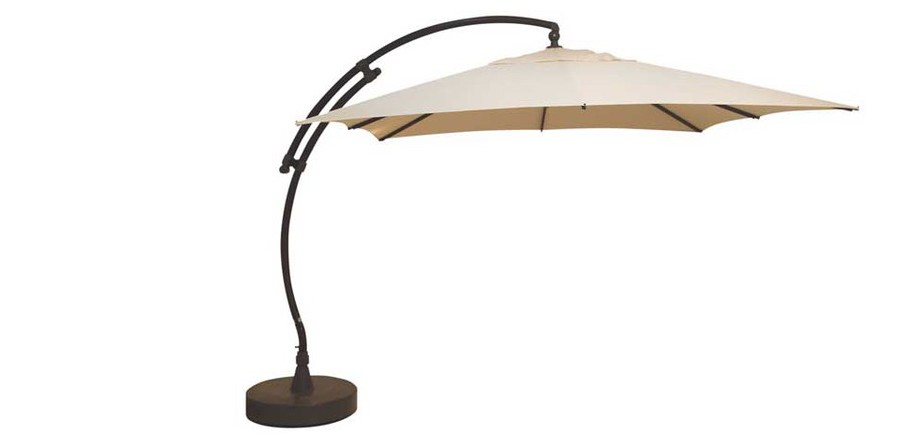 Parasol déporté carré 320 en polyester Easy Sun gris en situation