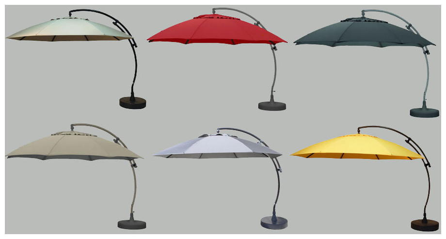 Parasol déporté en Oléfin terracotta XL375 avec pied coloris