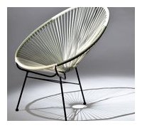 Fauteuils de jardin d'extérieurs en résine tendue et acier Ovaly blanc/gris