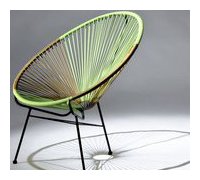 Fauteuil de jardin d'extérieur en résine tendue et en acier Ovaly vert/doré