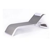 Transat en aluminium laqué blanc Bridge toile taupe en situation