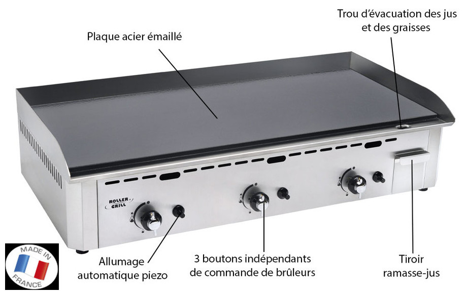 Fiche technique de la plancha à gaz 900 GE en situation