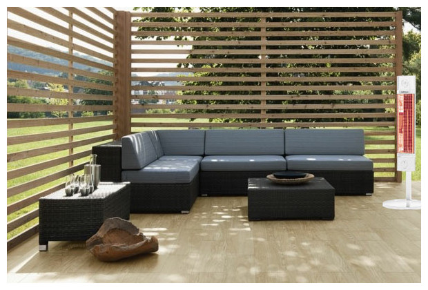 Chauffage infrarouge Sigma blanc sur terrasse