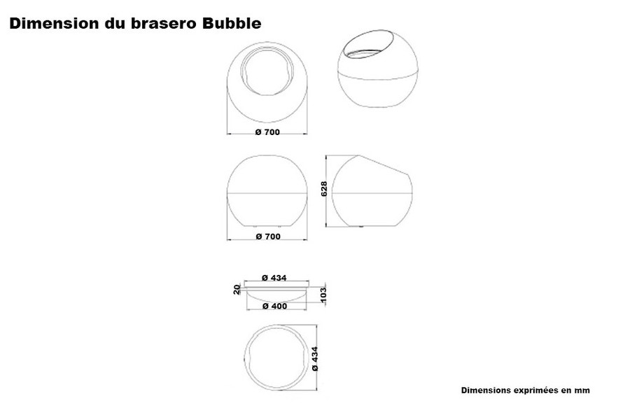 DIMENSION DU BRASERO BUBBLE