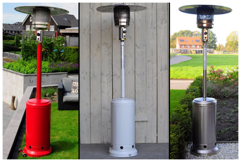 coloris disponible du parasol chauffant à gaz en situation